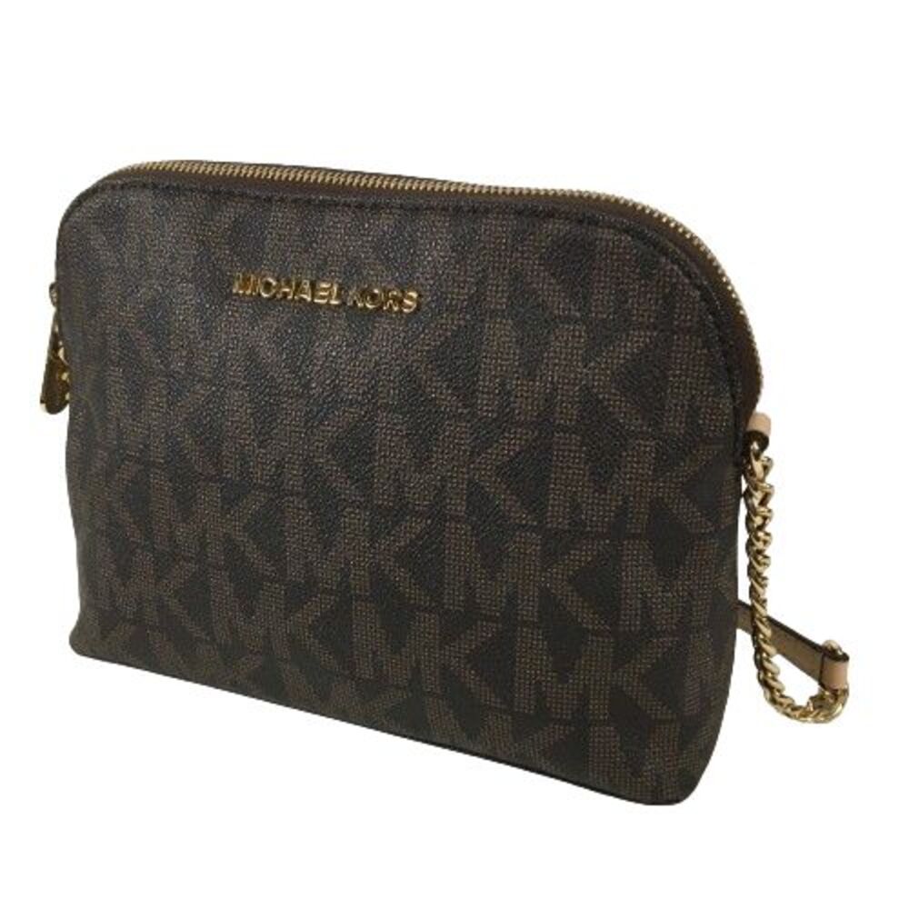 Michael Kors Cindy MK Signature Dome Crossbody Bag Brown Gold Logo 38H9CCPC3B - Picture 3 of 16
